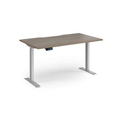Elev8 Contract 1400w Straight Sit-stand Desk 1400mm X 800mm - Silver Frame Nebraska Oak - EVC-1400-S-NO