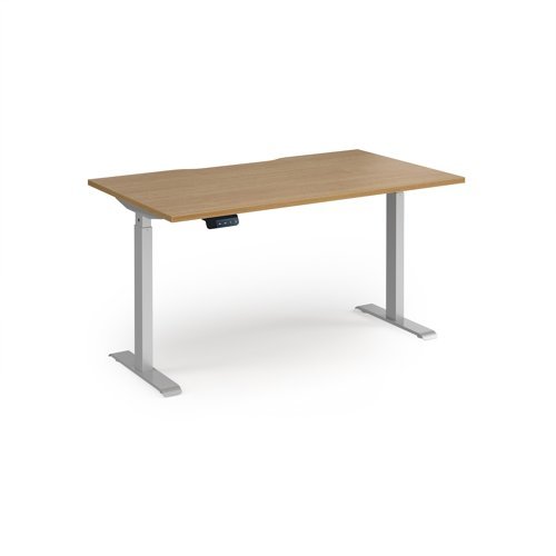 Elev8 Contract 1400w Straight Sit-stand Desk 1400mm X 800mm - Silver Frame Oak Top - EVC-1400-S-O
