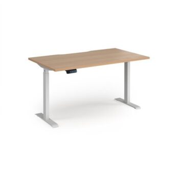 Elev8 Contract 1400w Straight Sit-stand Desk 1400mm X 800mm - White Frame Beech Top - EVC-1400-WH-B