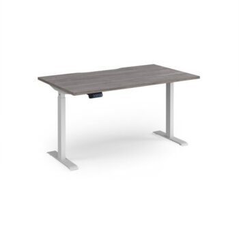 Elev8 Contract 1400w Straight Sit-stand Desk 1400mm X 800mm - White Frame Grey Oak Top - EVC-1400-WH-GO