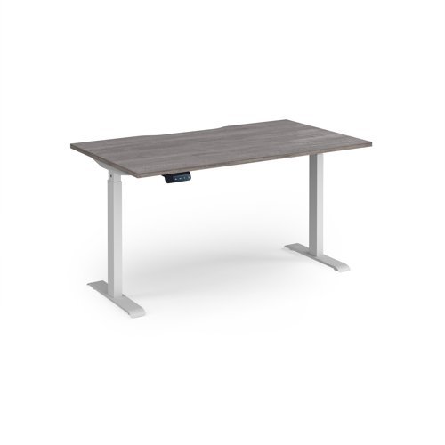 Elev8 Contract 1400w Straight Sit-stand Desk 1400mm X 800mm - White Frame Grey Oak Top - EVC-1400-WH-GO