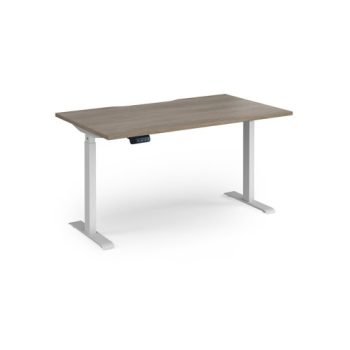 Elev8 Contract 1400w Straight Sit-stand Desk 1400mm X 800mm - White Frame Nebraska Oak - EVC-1400-WH-NO