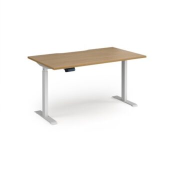 Elev8 Contract 1400w Straight Sit-stand Desk 1400mm X 800mm - White Frame Oak Top - EVC-1400-WH-O