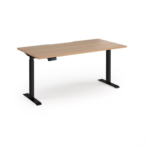 Elev8 Contract 1600w Straight Sit-stand Desk 1600mm X 800mm - Black Frame Beech Top - EVC-1600-K-B
