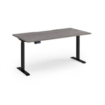 Elev8 Contract 1600w Straight Sit-stand Desk 1600mm X 800mm - Black Frame Grey Oak Top - EVC-1600-K-GO