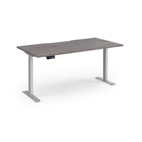 Elev8 Contract 1600w Straight Sit-stand Desk 1600mm X 800mm - Silver Frame Grey Oak Top - EVC-1600-S-GO