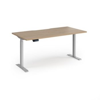 Elev8 Contract 1600w Straight Sit-stand Desk 1600mm X 800mm - Silver Frame Kendal Oak Top - EVC-1600-S-KO