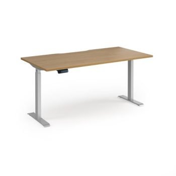 Elev8 Contract 1600w Straight Sit-stand Desk 1600mm X 800mm - Silver Frame Oak Top - EVC-1600-S-O