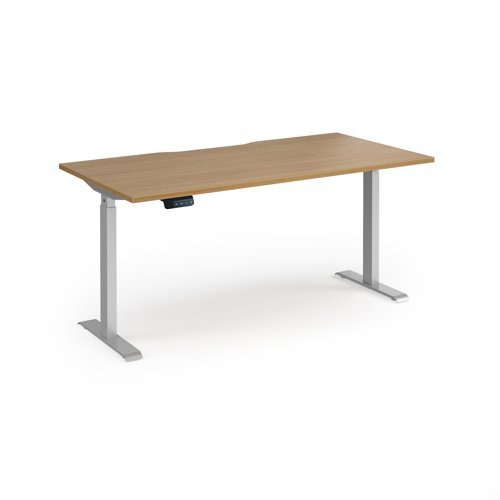 Elev8 Contract 1600w Straight Sit-stand Desk 1600mm X 800mm - Silver Frame Oak Top - EVC-1600-S-O