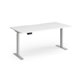 Elev8 Contract 1600w Straight Sit-stand Desk 1600mm X 800mm - Silver Frame White Top - EVC-1600-S-WH