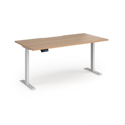 Elev8 Contract 1600w Straight Sit-stand Desk 1600mm X 800mm - White Frame Beech Top - EVC-1600-WH-B