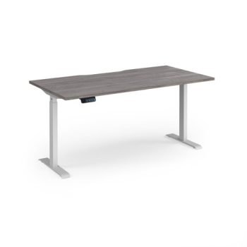 Elev8 Contract 1600w Straight Sit-stand Desk 1600mm X 800mm - White Frame Grey Oak Top - EVC-1600-WH-GO