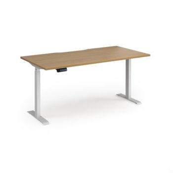 Elev8 Contract 1600w Straight Sit-stand Desk 1600mm X 800mm - White Frame Oak Top - EVC-1600-WH-O