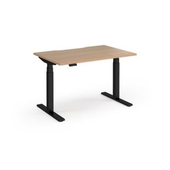 Elev8 Luxe Straight Sit-Stand Desk 1200mm x 800mm - Black Frame / Beech Top - EVL-1200-K-B