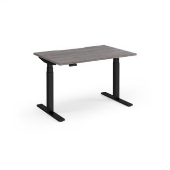 Elev8 Luxe Straight Sit-Stand Desk 1200mm x 800mm - Black Frame / Grey Oak Top - EVL-1200-K-GO