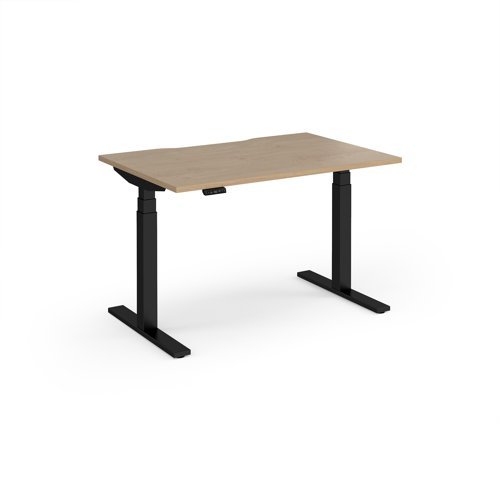 Elev8 Luxe Straight Sit-Stand Desk 1200mm x 800mm - Black Frame / Kendal Oak Top - EVL-1200-K-KO