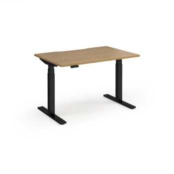 Elev8 Luxe Straight Sit-Stand Desk 1200mm x 800mm - Black Frame / Oak Top - EVL-1200-K-O