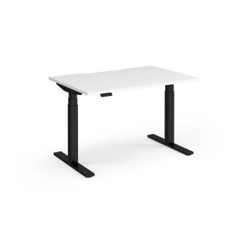 Elev8 Luxe Straight Sit-Stand Desk 1200mm x 800mm - Black Frame / White Top - EVL-1200-K-WH