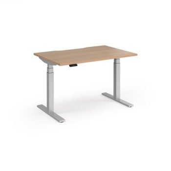 Elev8 Luxe Straight Sit-Stand Desk 1200mm x 800mm - Silver Frame / Beech Top - EVL-1200-S-B