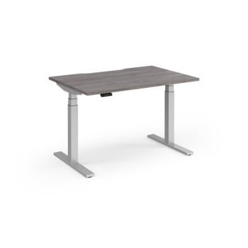 Elev8 Luxe Straight Sit-Stand Desk 1200mm x 800mm - Silver Frame / Grey Oak Top - EVL-1200-S-GO