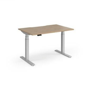 Elev8 Luxe Straight Sit-Stand Desk 1200mm x 800mm - Silver Frame / Kendal Oak Top - EVL-1200-S-KO