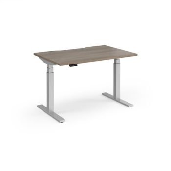 Elev8 Luxe Straight Sit-Stand Desk 1200mm x 800mm - Silver Frame / Nebraska Oak Top - EVL-1200-S-NO