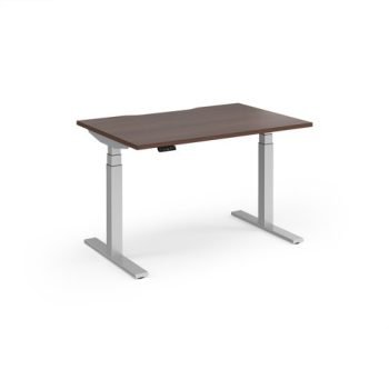 Elev8 Luxe Straight Sit-Stand Desk 1200mm x 800mm - Silver Frame / Walnut Top - EVL-1200-S-W