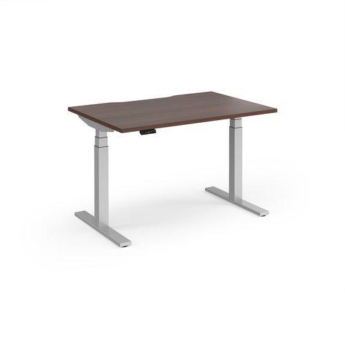 Elev8 Luxe Straight Sit-Stand Desk 1200mm x 800mm - Silver Frame / Walnut Top - EVL-1200-S-W