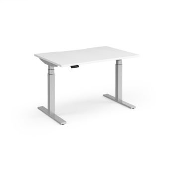 Elev8 Luxe Straight Sit-Stand Desk 1200mm x 800mm - Silver Frame / White Top - EVL-1200-S-WH