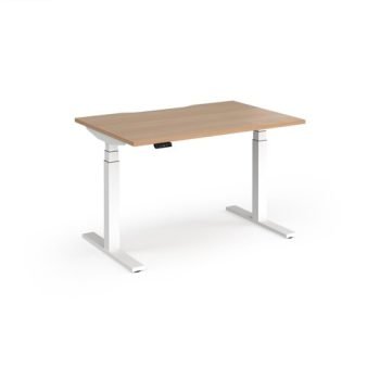Elev8 Luxe Straight Sit-Stand Desk 1200mm x 800mm - White Frame / Beech Top - EVL-1200-WH-B