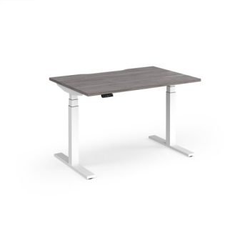 Elev8 Luxe Straight Sit-Stand Desk 1200mm x 800mm - White Frame / Grey Oak Top - EVL-1200-WH-GO