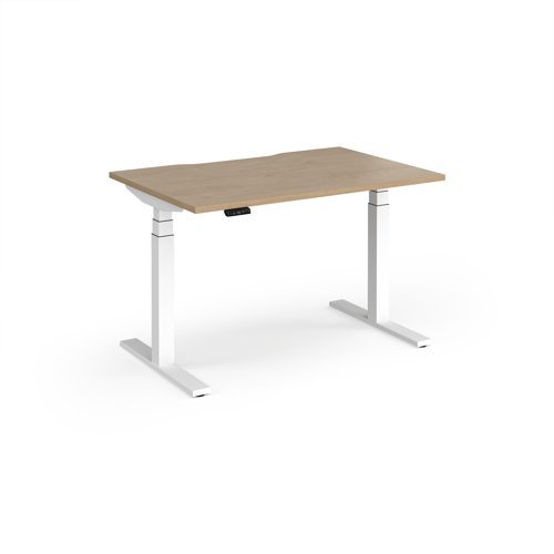 Elev8 Luxe Straight Sit-Stand Desk 1200mm x 800mm - White Frame / Kendal Oak Top - EVL-1200-WH-KO