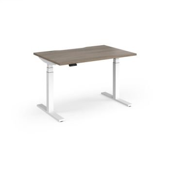 Elev8 Luxe Straight Sit-Stand Desk 1200mm x 800mm - White Frame / Nebraska Oak Top - EVL-1200-WH-NO