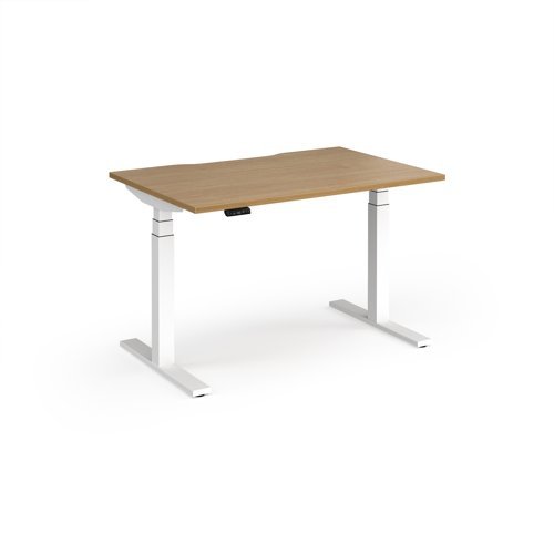 Elev8 Luxe Straight Sit-Stand Desk 1200mm x 800mm - White Frame / Oak Top - EVL-1200-WH-O