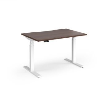 Elev8 Luxe Straight Sit-Stand Desk 1200mm x 800mm - White Frame / Walnut Top - EVL-1200-WH-W