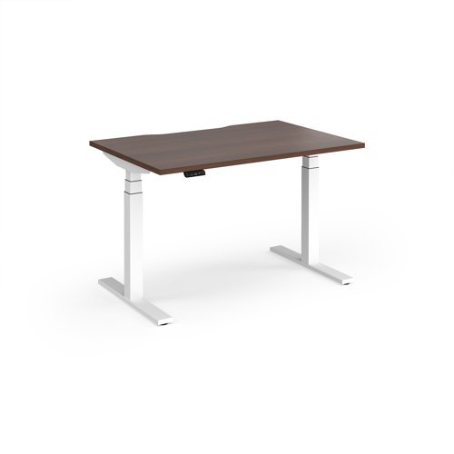 Elev8 Luxe Straight Sit-Stand Desk 1200mm x 800mm - White Frame / Walnut Top - EVL-1200-WH-W