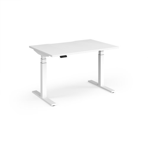 Elev8 Luxe Straight Sit-Stand Desk 1200mm x 800mm - White Frame / White Top - EVL-1200-WH-WH