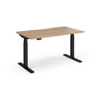 Elev8 Luxe Straight Sit-Stand Desk 1400mm x 800mm - Black Frame / Beech Top - EVL-1400-K-B