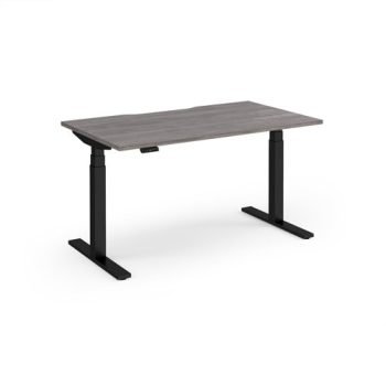 Elev8 Luxe Straight Sit-Stand Desk 1400mm x 800mm - Black Frame / Grey Oak Top - EVL-1400-K-GO