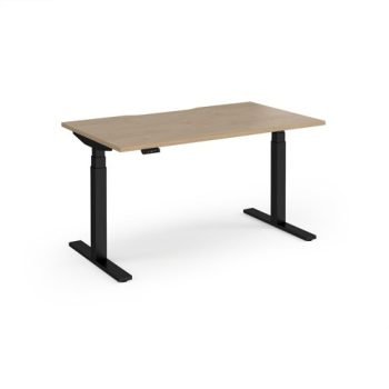 Elev8 Luxe Straight Sit-Stand Desk 1400mm x 800mm - Black Frame / Kendal Oak Top - EVL-1400-K-KO