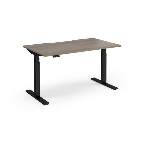 Elev8 Luxe Straight Sit-Stand Desk 1400mm x 800mm - Black Frame / Nebraska Oak Top - EVL-1400-K-NO