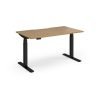 Elev8 Luxe Straight Sit-Stand Desk 1400mm x 800mm - Black Frame / Oak Top - EVL-1400-K-O