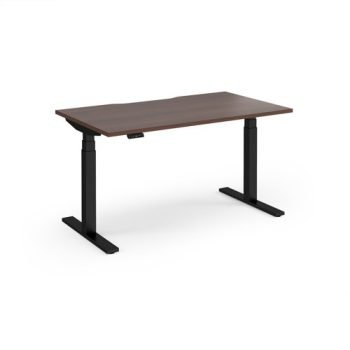 Elev8 Luxe Straight Sit-Stand Desk 1400mm x 800mm - Black Frame / Walnut Top - EVL-1400-K-W