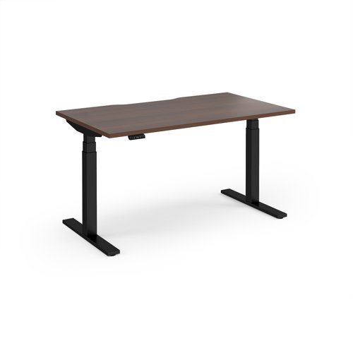 Elev8 Luxe Straight Sit-Stand Desk 1400mm x 800mm - Black Frame / Walnut Top - EVL-1400-K-W