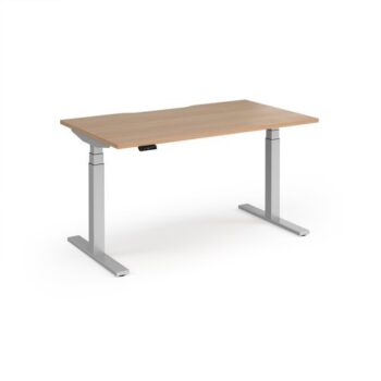 Elev8 Luxe Straight Sit-Stand Desk 1400mm x 800mm - Silver Frame / Beech Top - EVL-1400-S-B