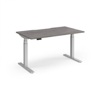 Elev8 Luxe Straight Sit-Stand Desk 1400mm x 800mm - Silver Frame / Grey Oak Top - EVL-1400-S-GO