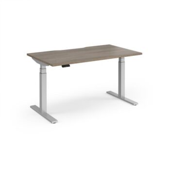 Elev8 Luxe Straight Sit-Stand Desk 1400mm x 800mm - Silver Frame / Nebraska Oak Top - EVL-1400-S-NO