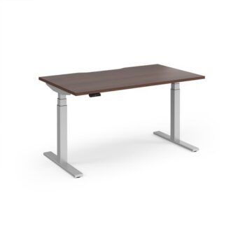 Elev8 Luxe Straight Sit-Stand Desk 1400mm x 800mm - Silver Frame / Walnut Top - EVL-1400-S-W