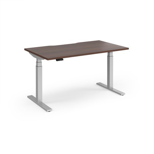 Elev8 Luxe Straight Sit-Stand Desk 1400mm x 800mm - Silver Frame / Walnut Top - EVL-1400-S-W