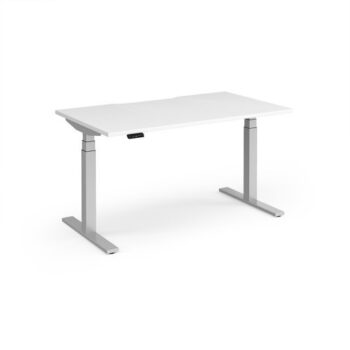 Elev8 Luxe Straight Sit-Stand Desk 1400mm x 800mm - Silver Frame / White Top - EVL-1400-S-WH